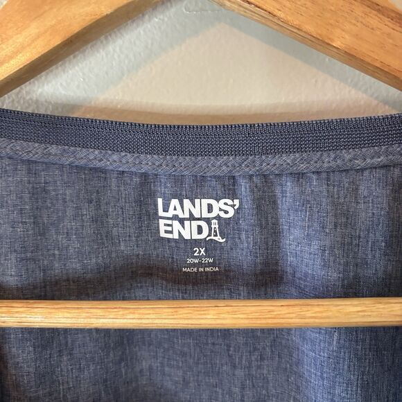 Lands End Womens Swim Top Blue Rash Guard Beach Cover Up Sz 2X - Picture 4 of 10